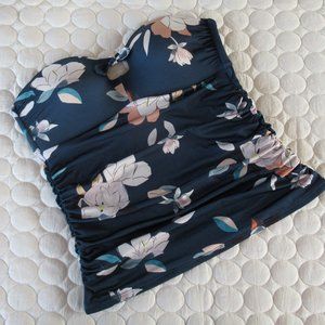 Athleta Floral Teal Swim Top